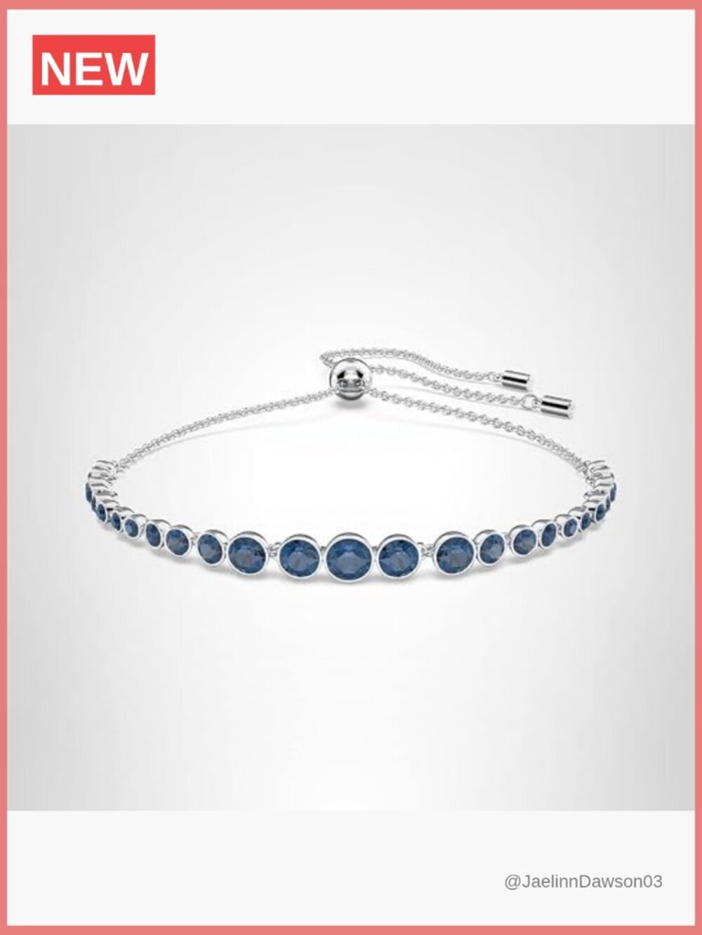 Crystal Tennis Bracelet Slide Closure Rhodium